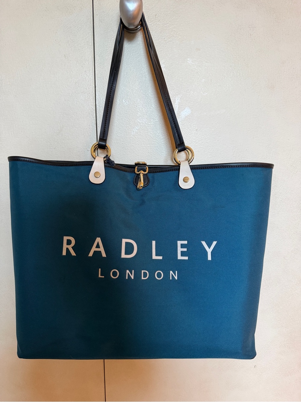 RADLEY LONDON Teal Tote with Black Handles & Gold Hardware